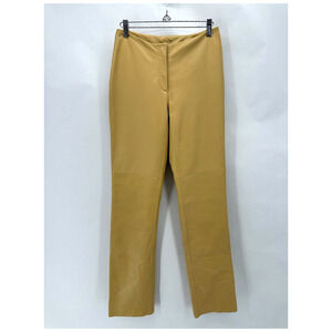 Bebe Vintage Y2K Straight Leg Leather‎ Pants Size 4 Tan Mid Rise Y2K Preppy 90s